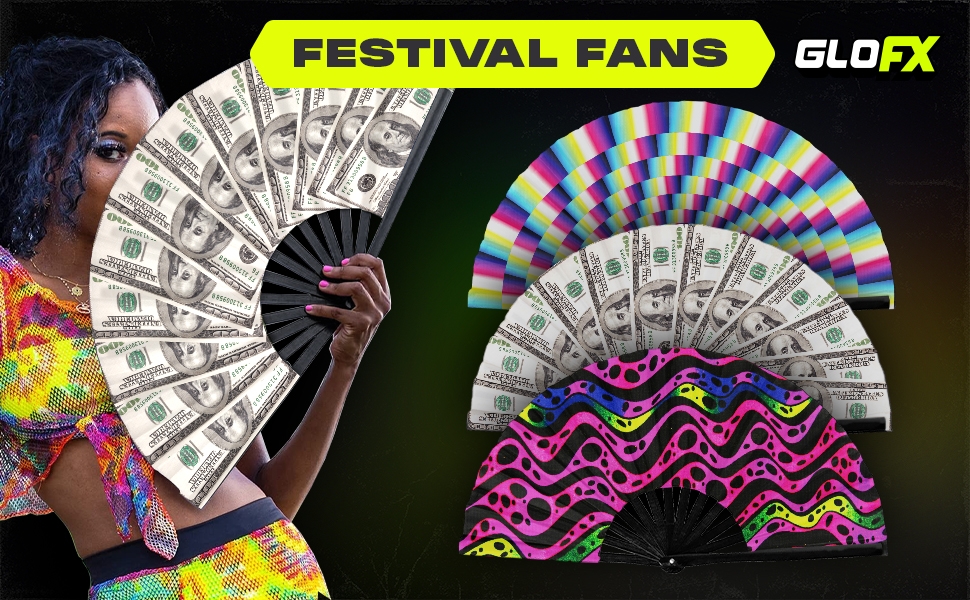 Rave Fans Large Festival folding fans - Mixed Fan